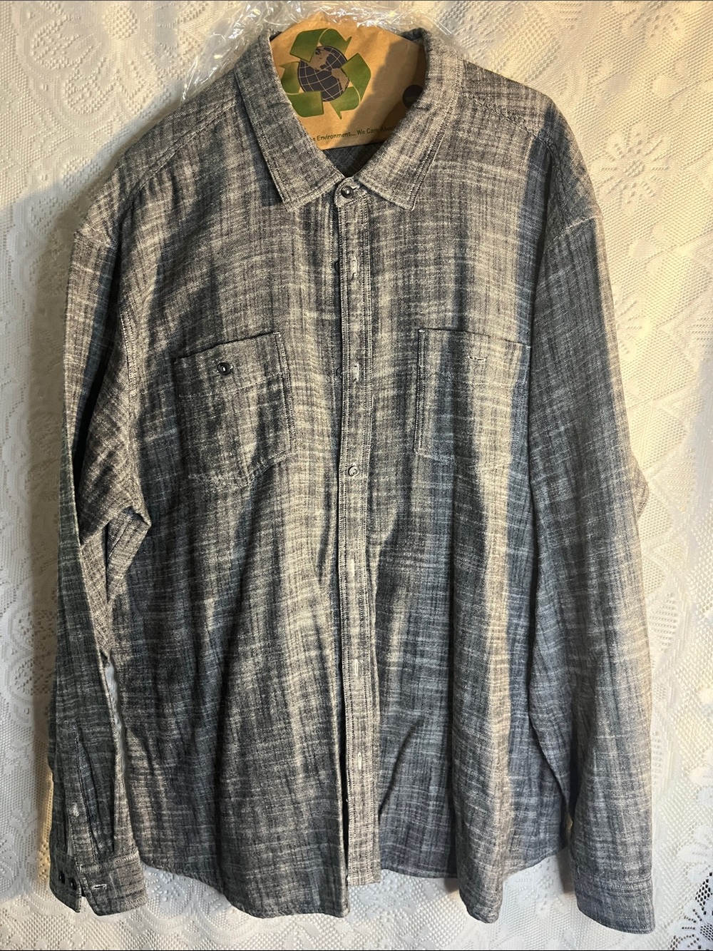 Carbon2Colbalt Gray Textured Button-Up Shirt XXL